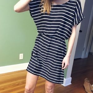 Navy and White Striped Dress